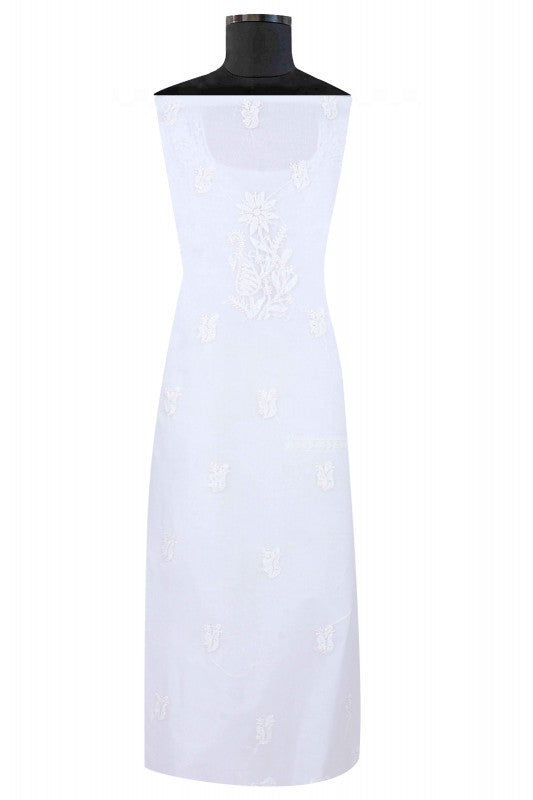 Ada Hand Embroidered White Georgette Lucknowi Chikankari Unstitched Suit Piece With Pearl Work A619183