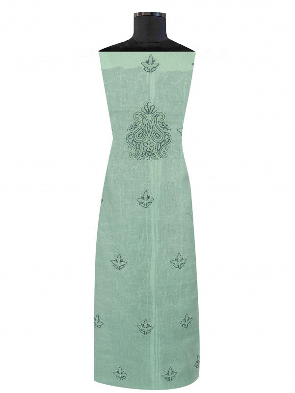 Ada Hand Embroidered Green Cotton Lucknowi Chikankari Unstitched Suit Piece 01A184059