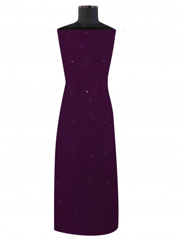 Ada Hand Embroidered Purple Georgette Lucknowi Chikan Unstitched Kurta Piece With Muqaish Work A588369