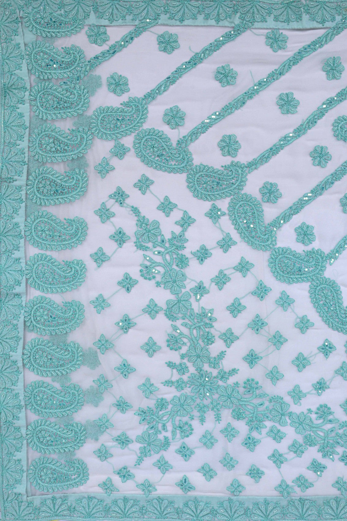 Ada Hand Embroidered White Georgette Lucknowi Chikankari Saree/Blouse With Pearl Work A354465