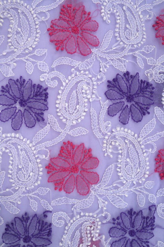 Ada Hand Embroidered Lilac Georgette Lucknowi Chikan Unstitched Kurta Piece A93600