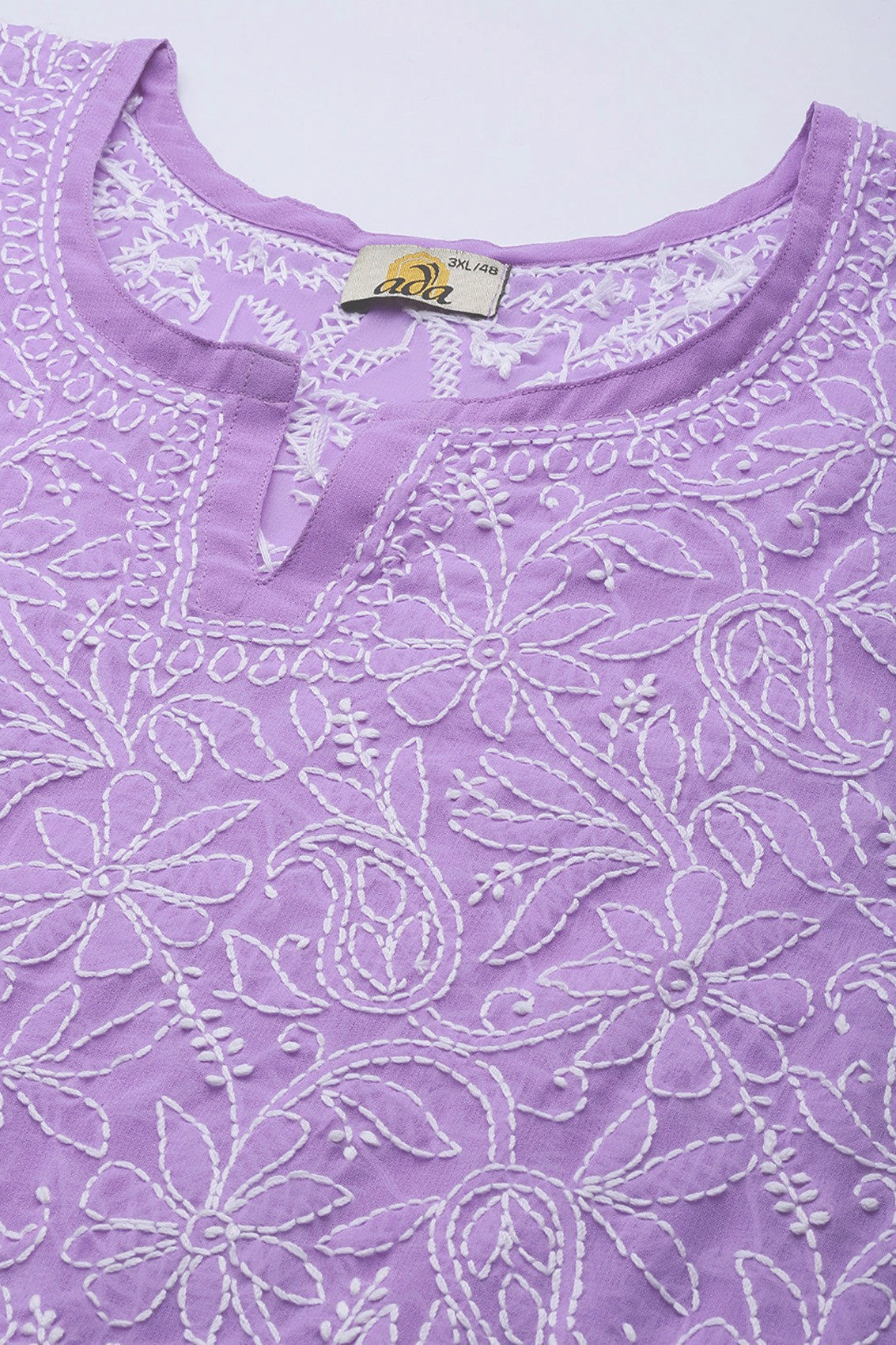 Ada Hand Embroidered Mauve Georgette Lucknowi Chikankari Straight Kurti A911227