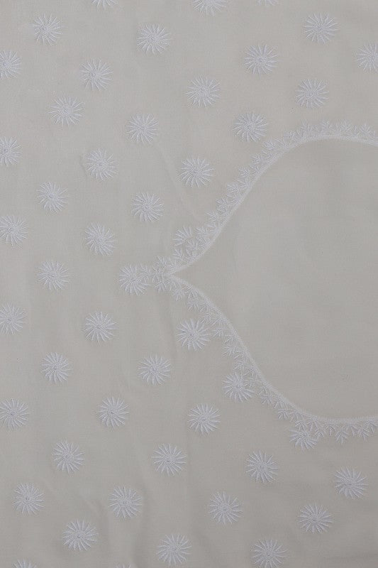 Ada Hand Embroidered White Pure Georgette Lucknowi Chikankari Saree with Blouse A296660