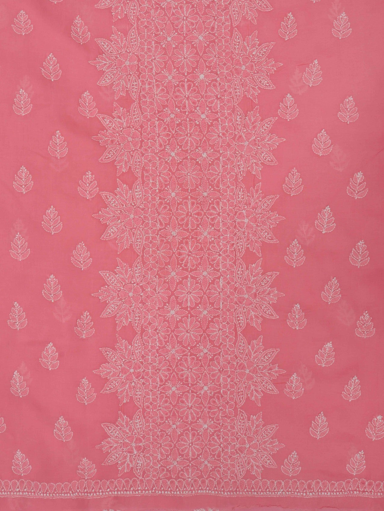 Ada Hand Embroidered Carrot Pink Cotton Lucknowi Chikankari Unstitched Suit Piece 01A204086