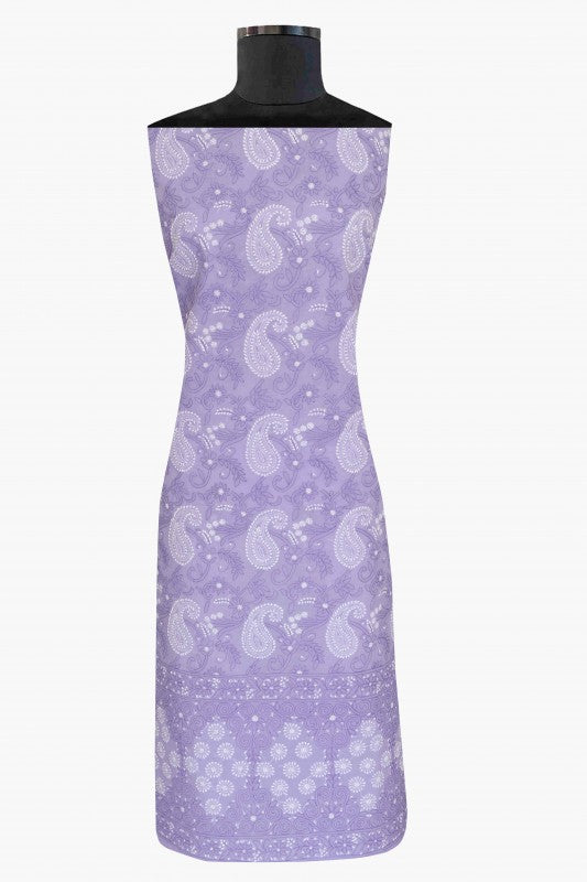 Ada Hand Embroidered Mauve Cotton Lucknowi Chikan Unstitched Suit Piece-A211111