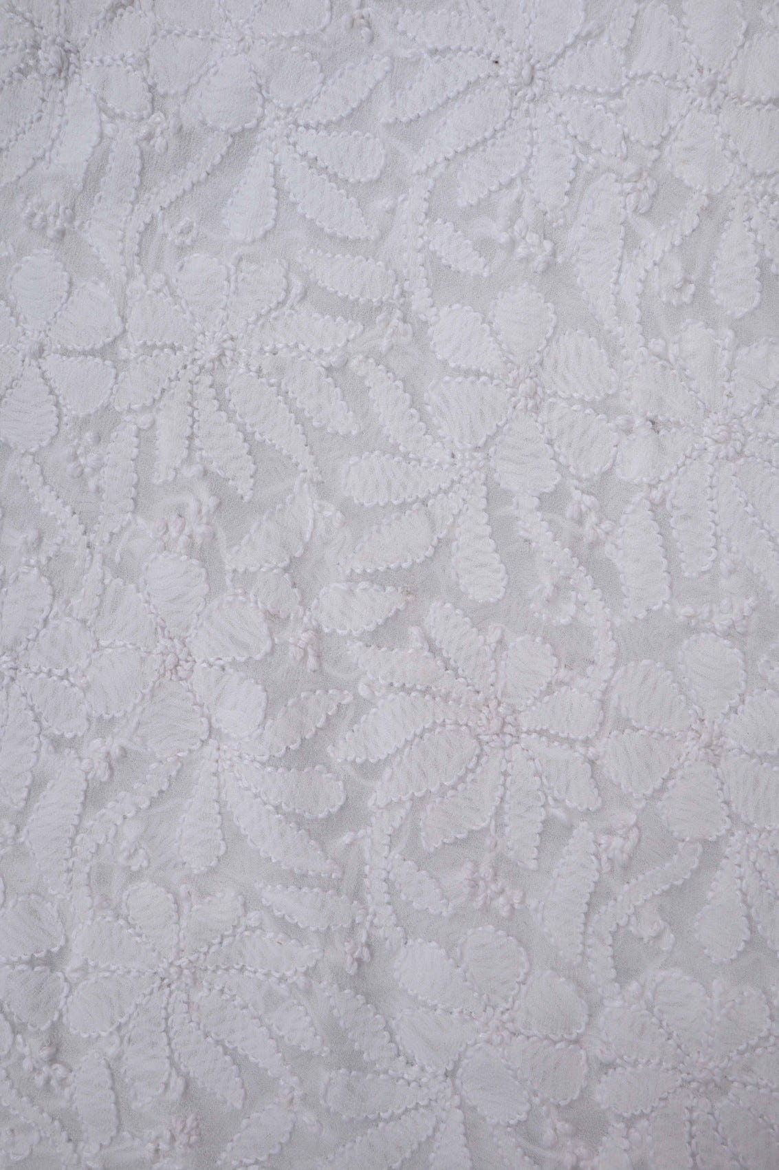 Ada Hand Embroidered White Georgette Lucknowi Chikankari Semi-Stitched Anarkali Kurta Piece A480095
