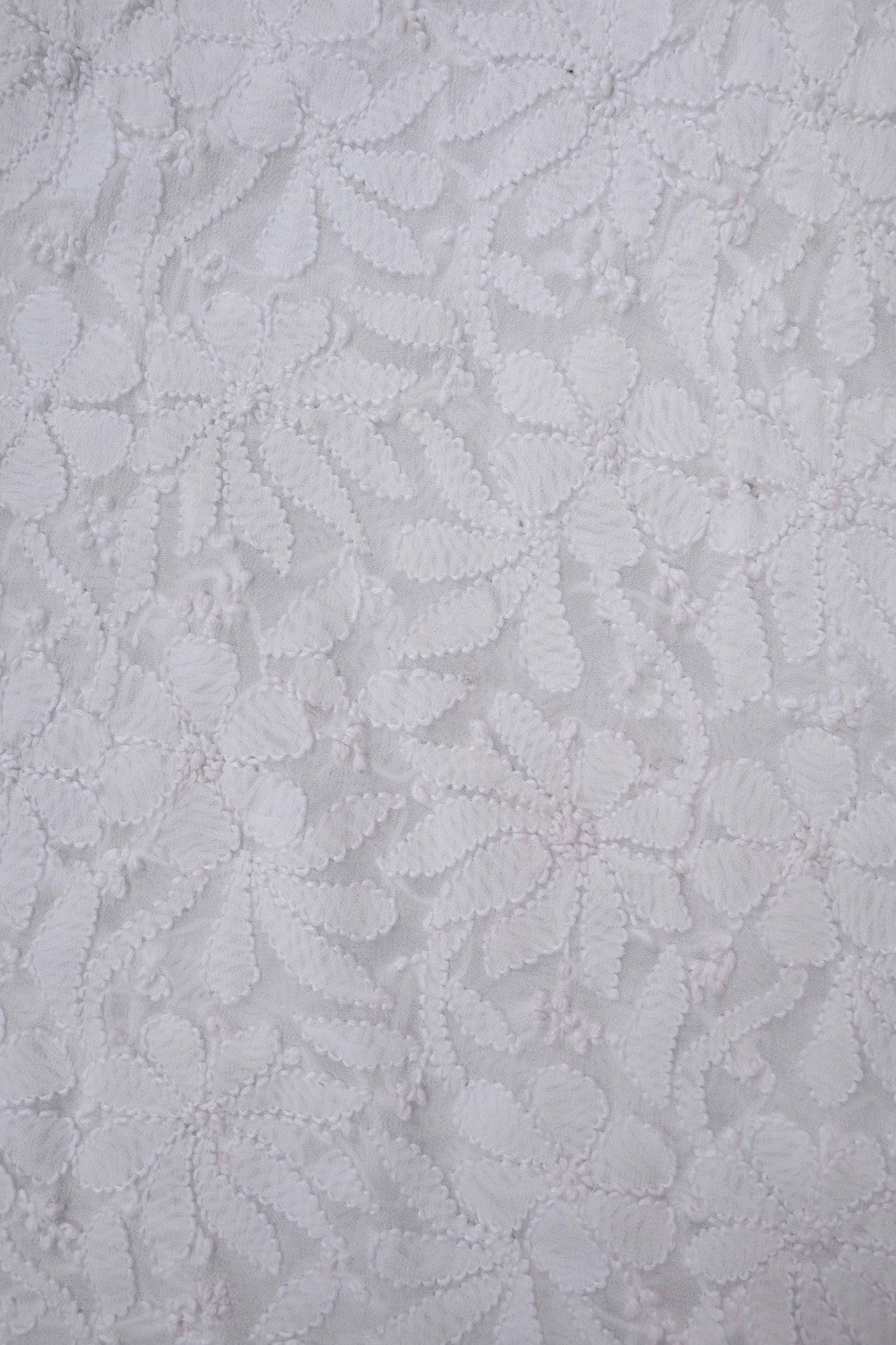 Ada Hand Embroidered White Georgette Lucknowi Chikankari Semi-Stitched Anarkali Kurta Piece A480095