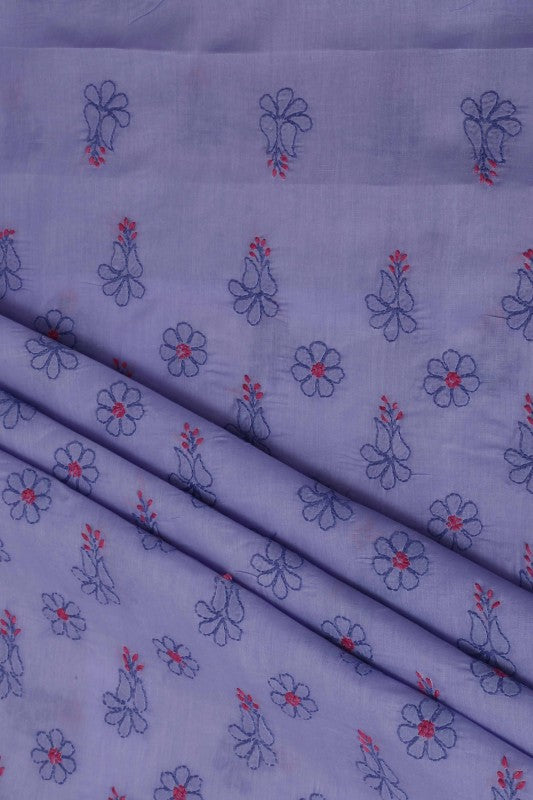 Ada Hand Embroidered Mauve Cotton Lucknowi Chikan Unstitched Suit Piece–A100252