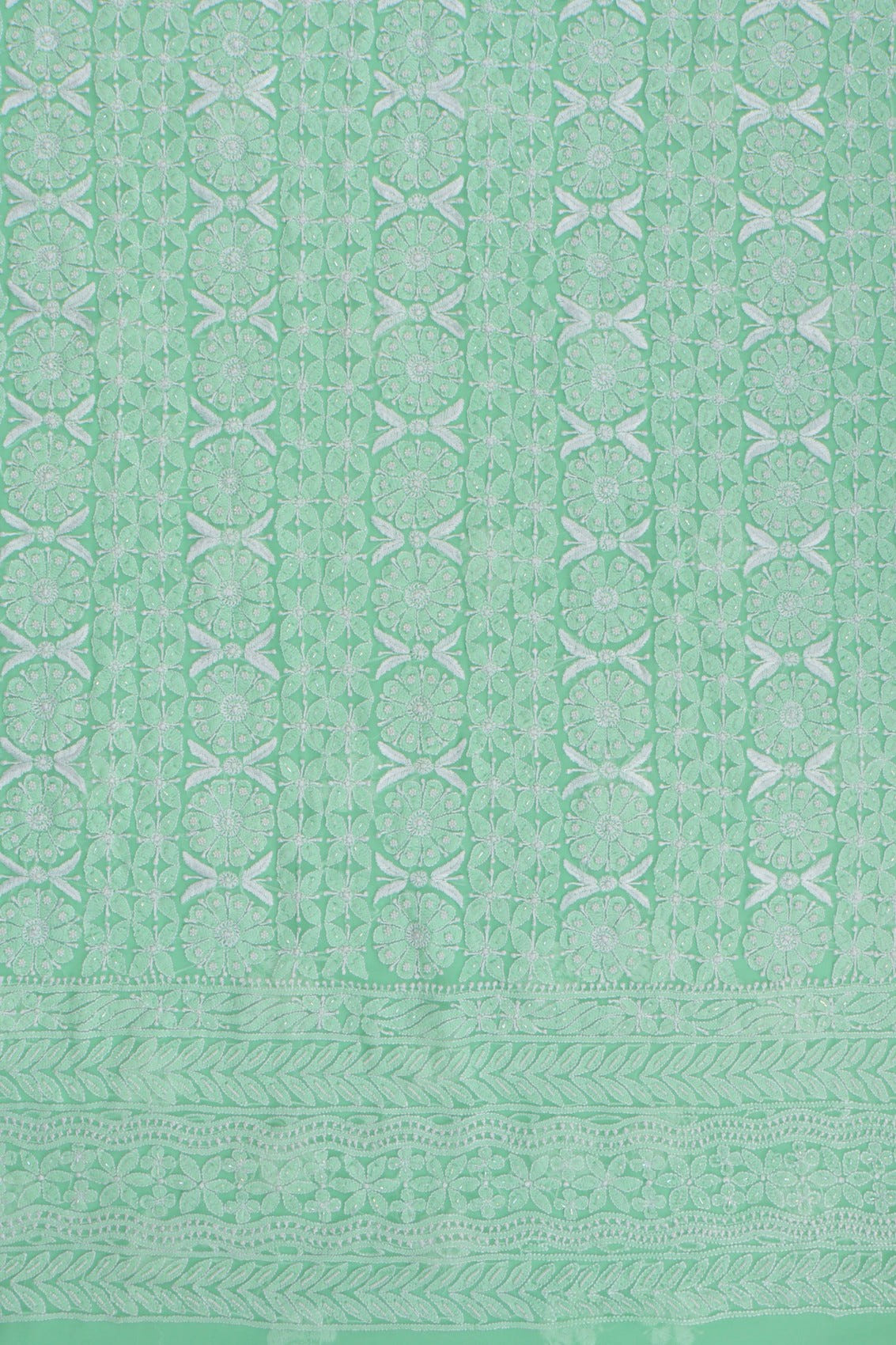Ada Hand Embroidered Bright Green Georgette Lucknowi Chikankari Unstitched Suit Piece With Pearl Work 01A271033