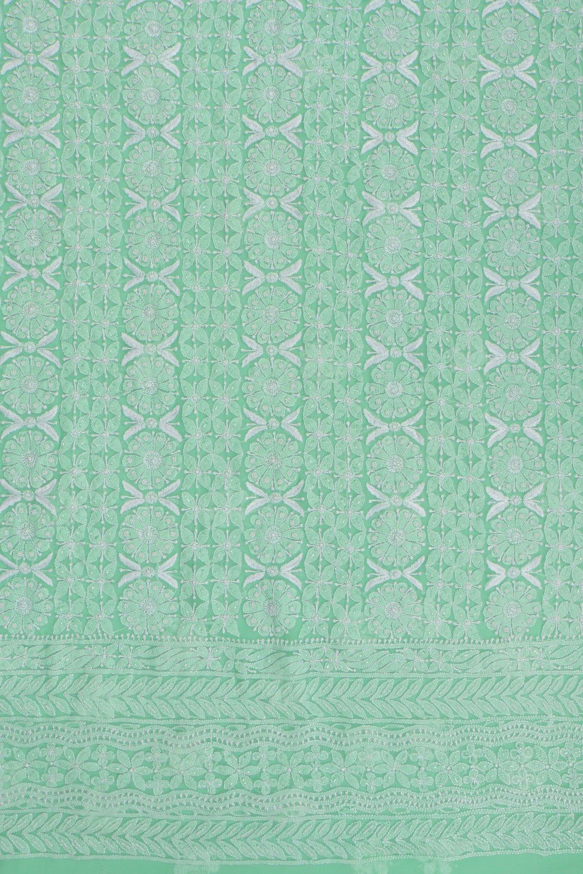 Ada Hand Embroidered Bright Green Georgette Lucknowi Chikankari Unstitched Suit Piece With Pearl Work 01A271033