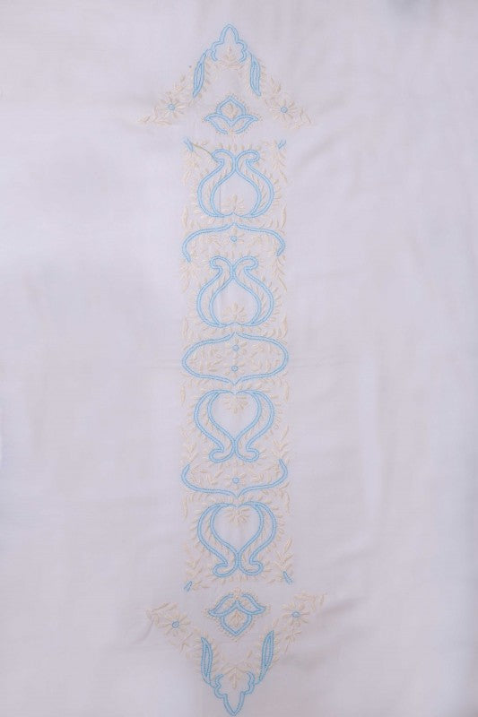 Ada Hand Embroidered White Cotton Lucknowi Chikankari Table Cover A220548