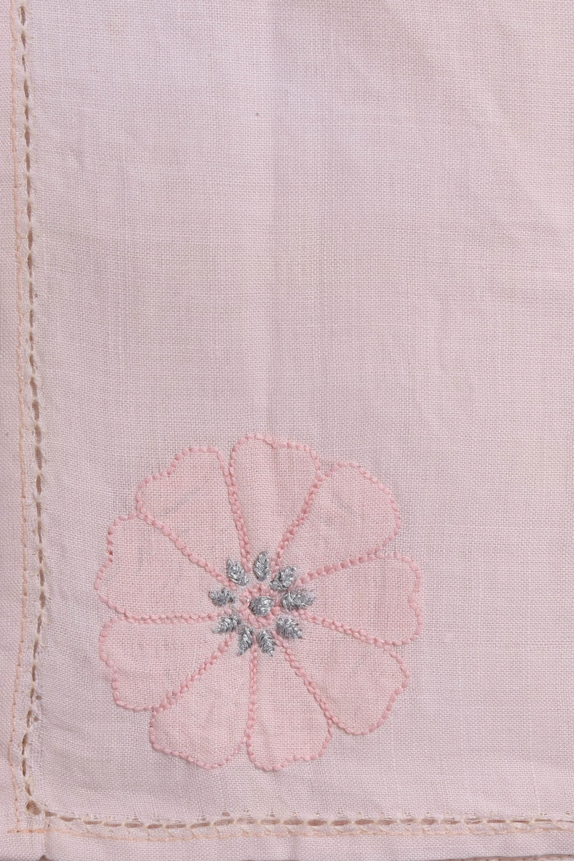 Ada Hand Embroidered Light Pink Cotton Lucknowi Chikankari Napkin Set With Zari Work 01A101910