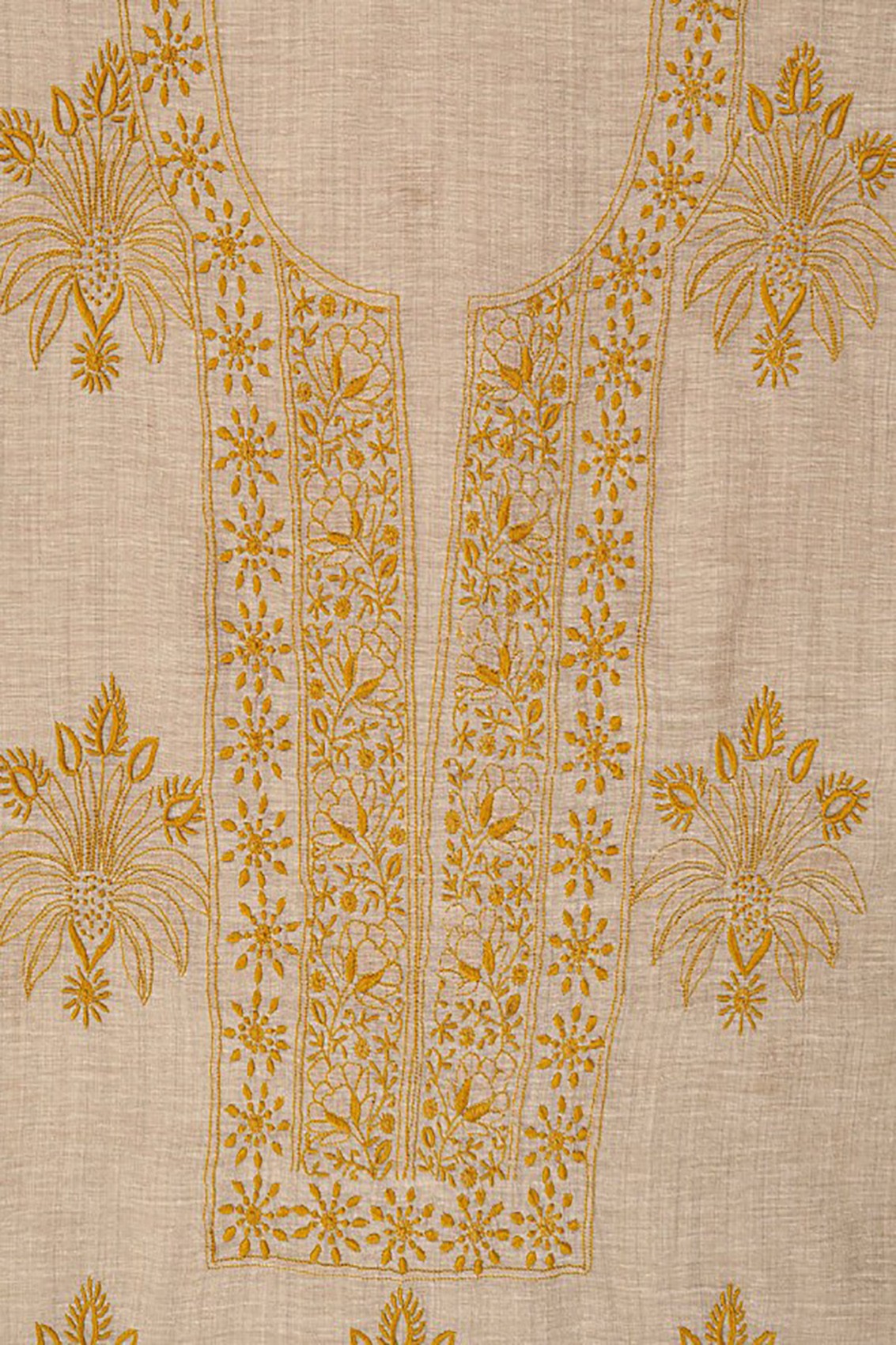 Ada Hand Embroidered Fawn Khadi Lucknowi Chikankari Unstitched Suit Piece 01A67186