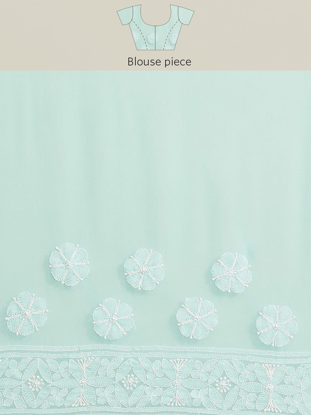 Ada Hand Embroidered Sea Green Georgette Lucknow Chikan Saree With Blouse-A311297