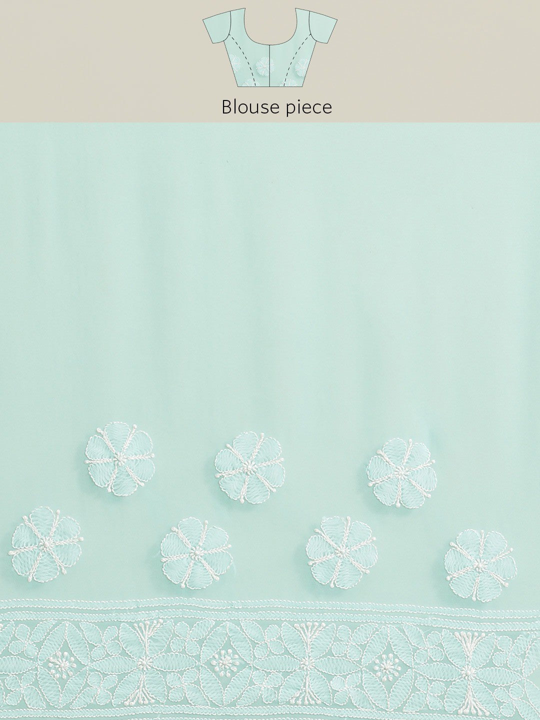 Ada Hand Embroidered Sea Green Georgette Lucknow Chikan Saree With Blouse-A311297
