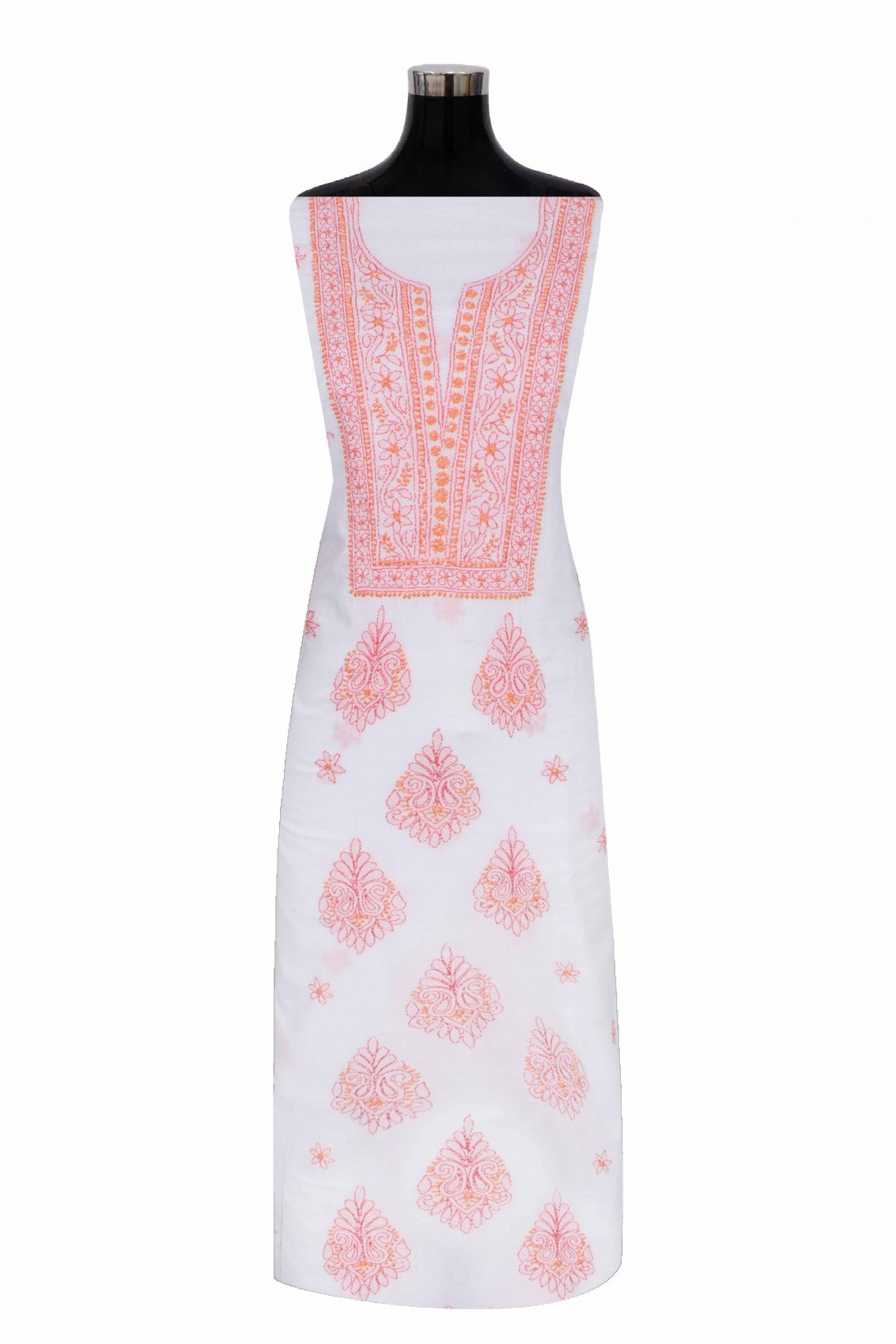 Ada Hand Embroidered White Cotton Lucknowi Chikankari Unstitched Suit Piece 01A275104