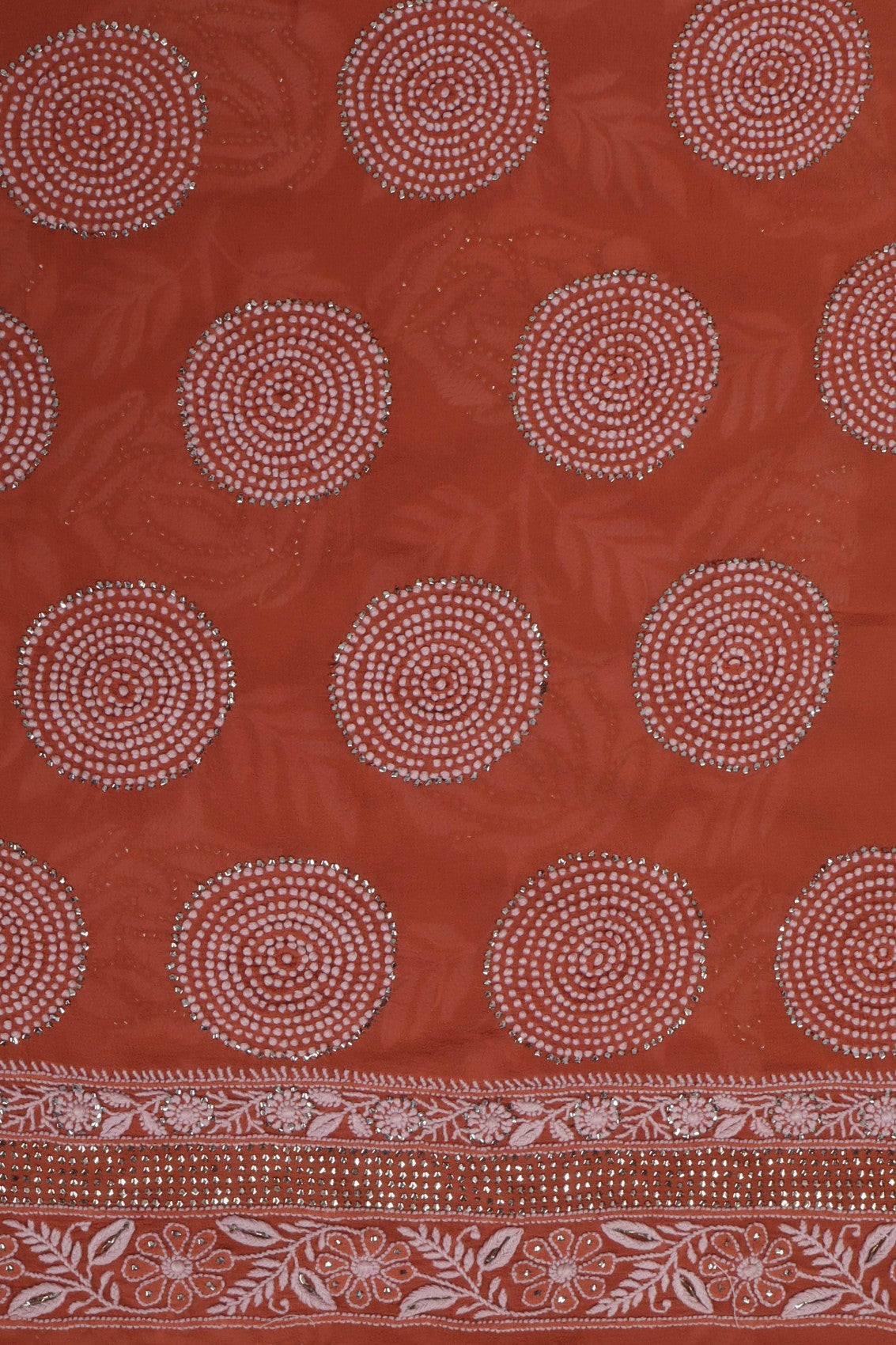 Ada Hand Embroidered Rust Pure Georgette Lucknowi Chikankari Unstitched Suit Piece With Muqaish Work A561330