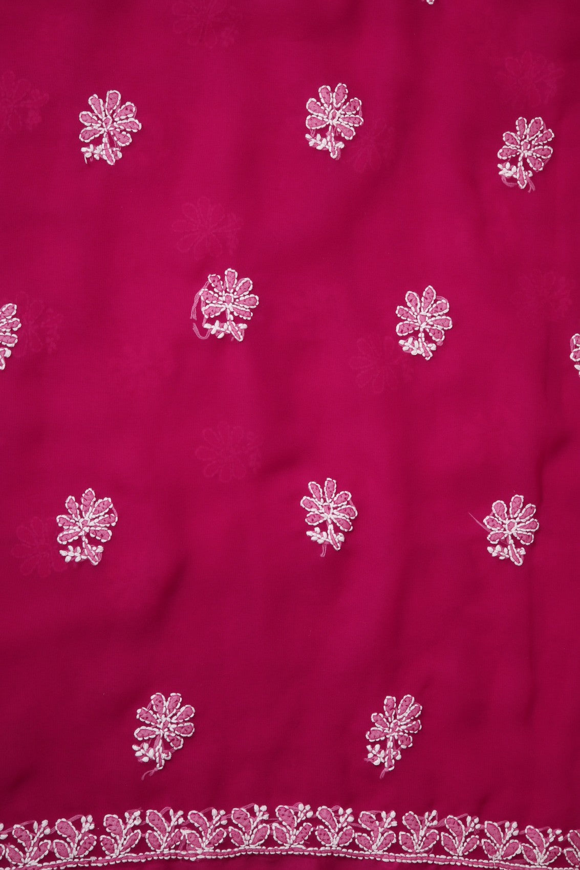 Ada Hand Embroidered Magenta Georgette Lucknowi Chikankari Unstitched Suit Piece A211245