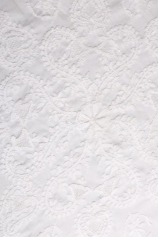 Ada Hand Embroidered White Cotton Lucknowi Chikankari Table Cover A478300