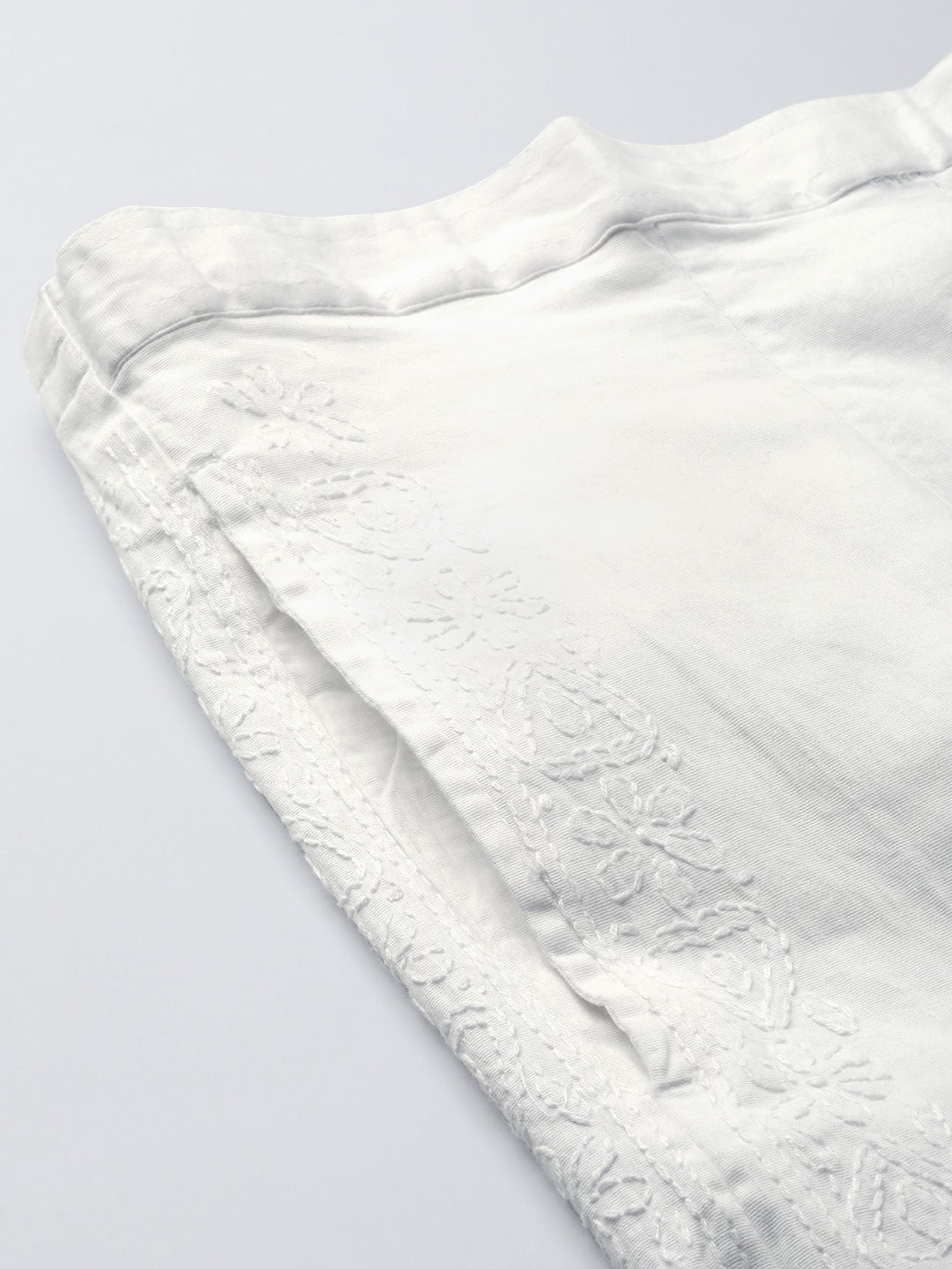 Ada Hand Embroidered White Cotton Lucknowi Chikankari Pant A116120
