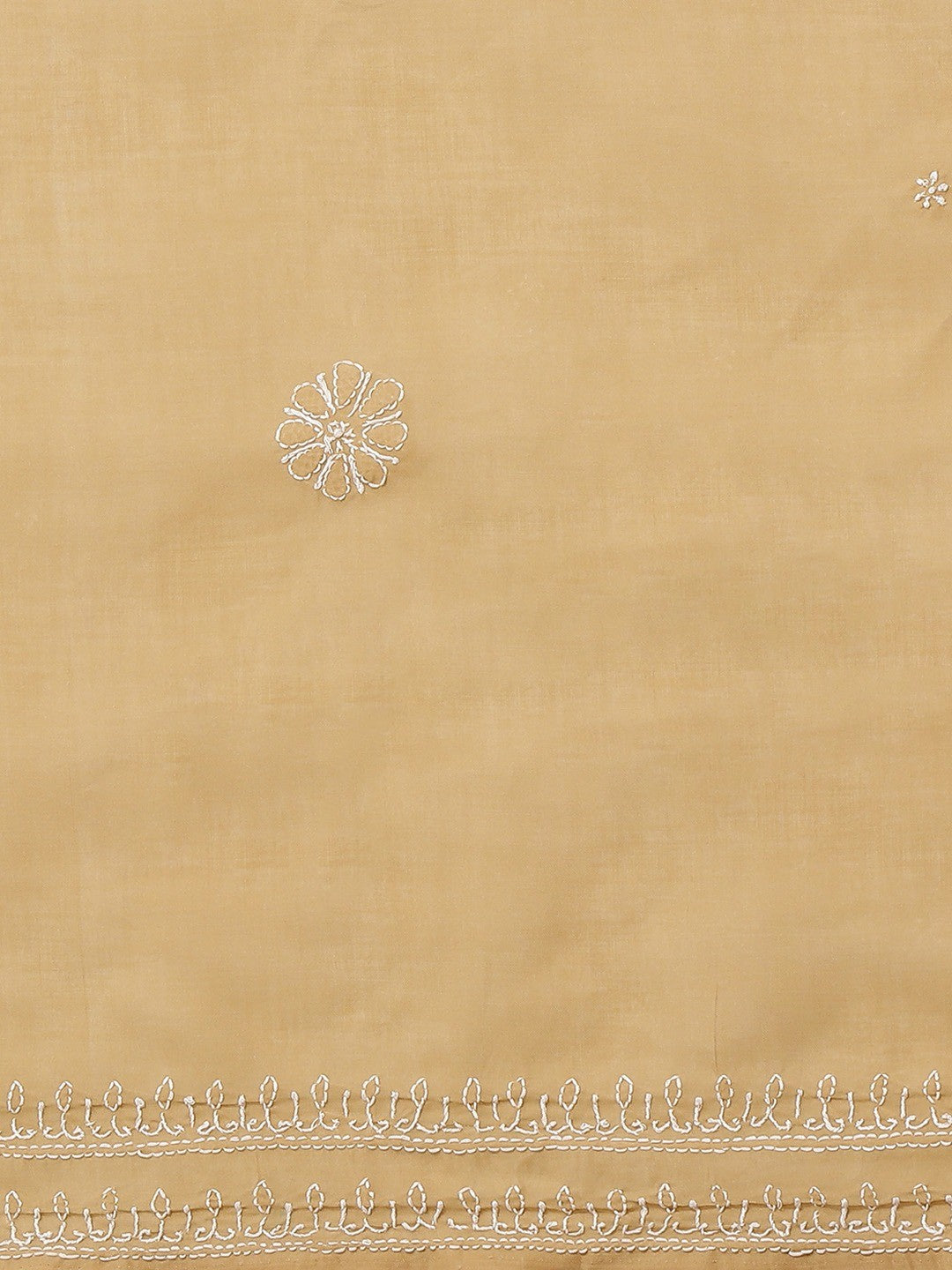 Ada Hand Embroidered Fawn Cotton Lucknow Chikan Saree With Blouse A311251