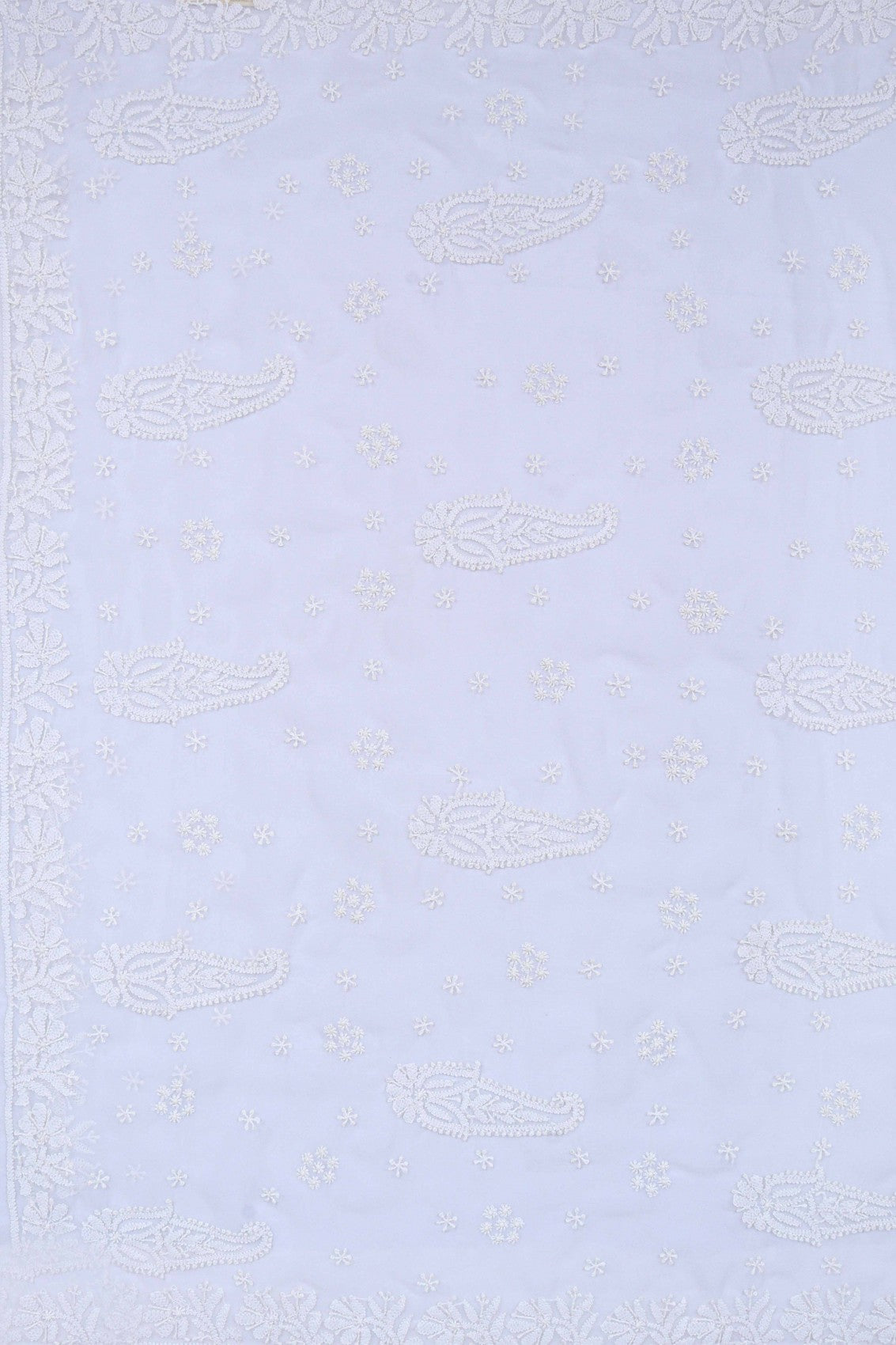 Ada Hand Embroidered White Georgette Lucknowi Chikankari Saree With Blouse A170290