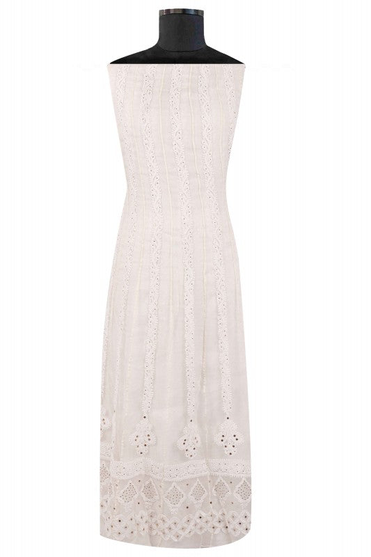 Ada Hand Embroidered White Organza Lucknowi Chikankari Semi-Stitched Anarkali Kurta Dupatta Set With Muqaish Work 01A63789
