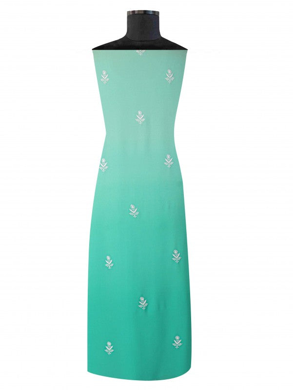 Ada Hand Embroidered Sea Green Pure Georgette Lucknowi Chikan Unstitched Suit Piece A576804