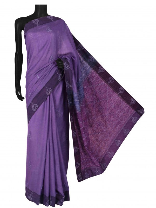 Ada Hand Embroidered Mauve Ghicha Silk Dule Tone Lucknowi Chikankari Saree With Blouse A583546