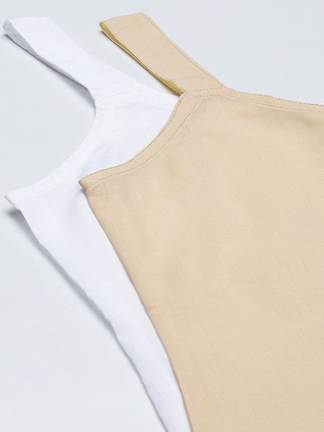 Ada White & Fawn Cotton Short Slips Combo of 2 A111173.