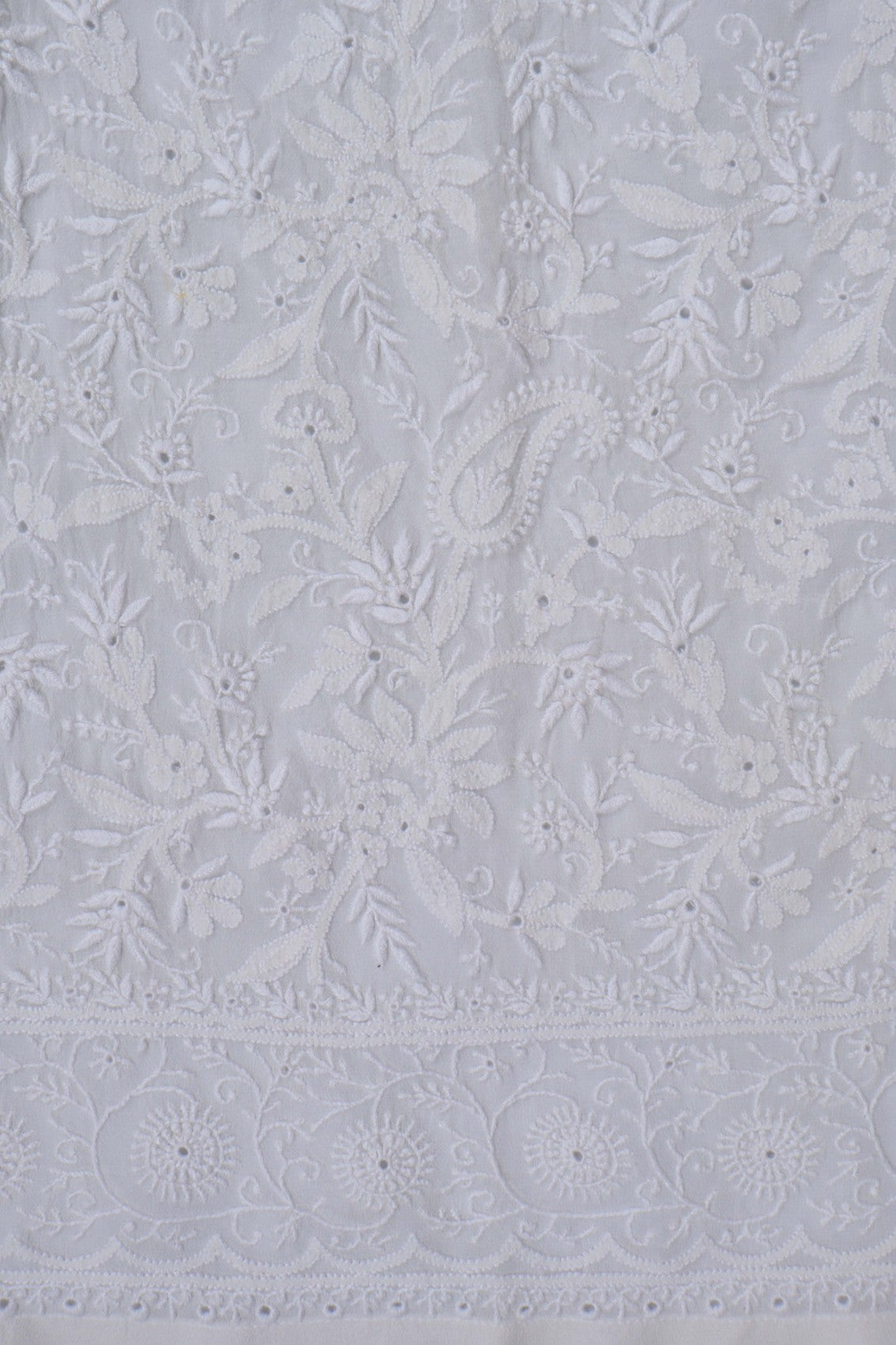 Ada Hand Embroidered Off White Pure Georgette Lucknowi Chikankari Semi stitched Kurta Dupatta Set A484754