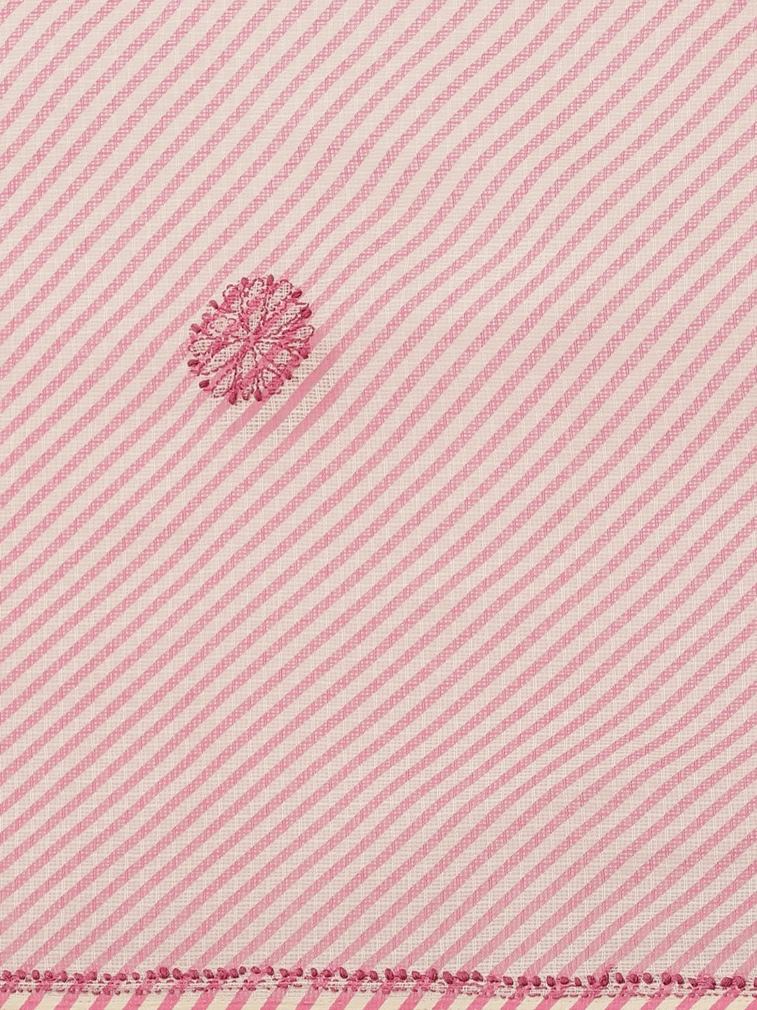 Ada Hand Embroidered Pink Kota Lucknow Chikan Saree With Blouse A311349