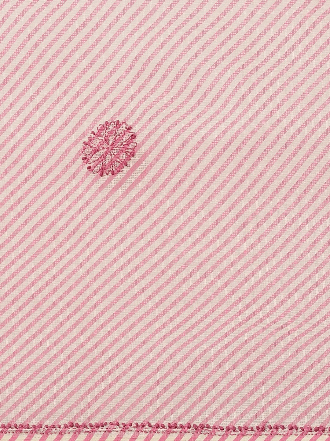 Ada Hand Embroidered Pink Kota Lucknow Chikan Saree With Blouse A311349