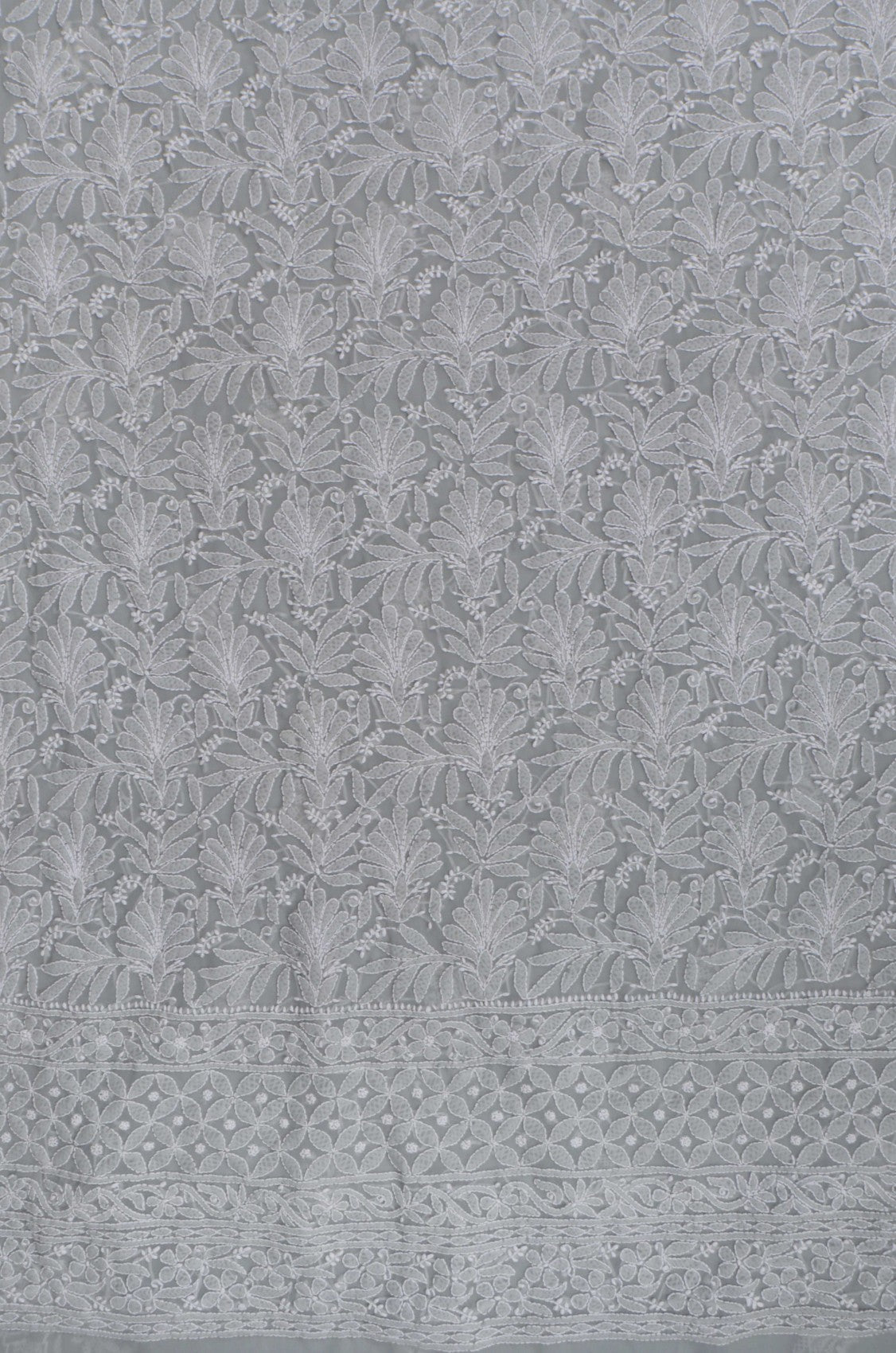 Ada Hand Embroidered Grey Georgette Lucknowi Chikankari Unstitched Suit Piece 01A262086