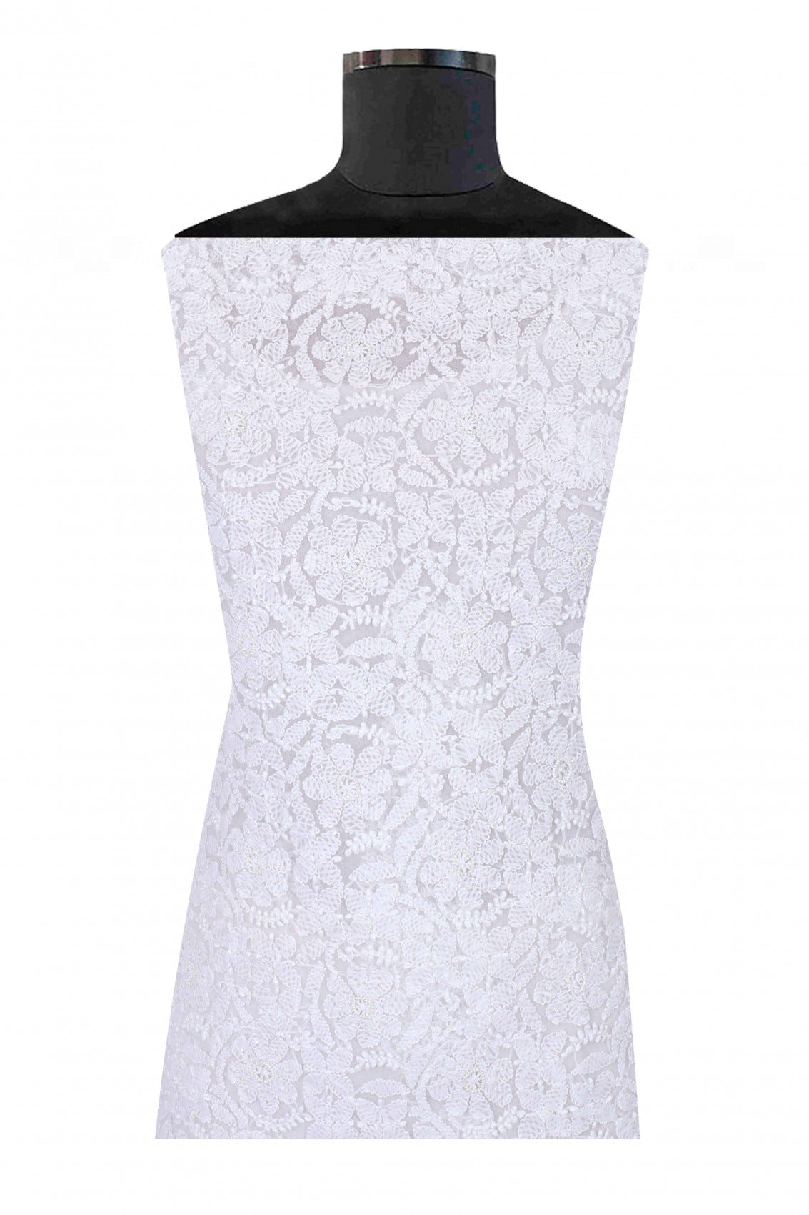 Ada Hand Embroidered White Georgette Lucknowi Chikankari Unstitched Suit Piece With Pearl Work 01A28076