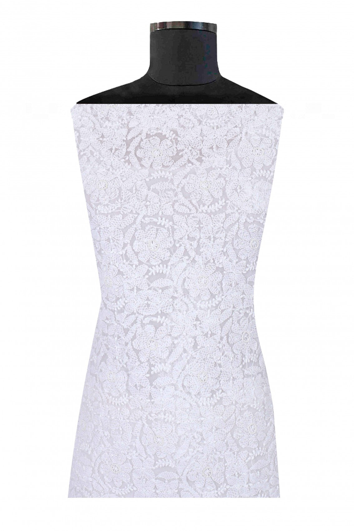Ada Hand Embroidered White Georgette Lucknowi Chikankari Unstitched Suit Piece With Pearl Work 01A28076
