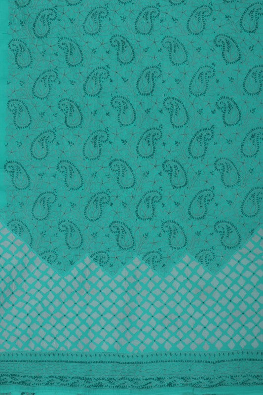 Ada Hand Embroidered Sea Green Cotton Lucknowi Chikankari Unstitched Suit Piece 01A177917
