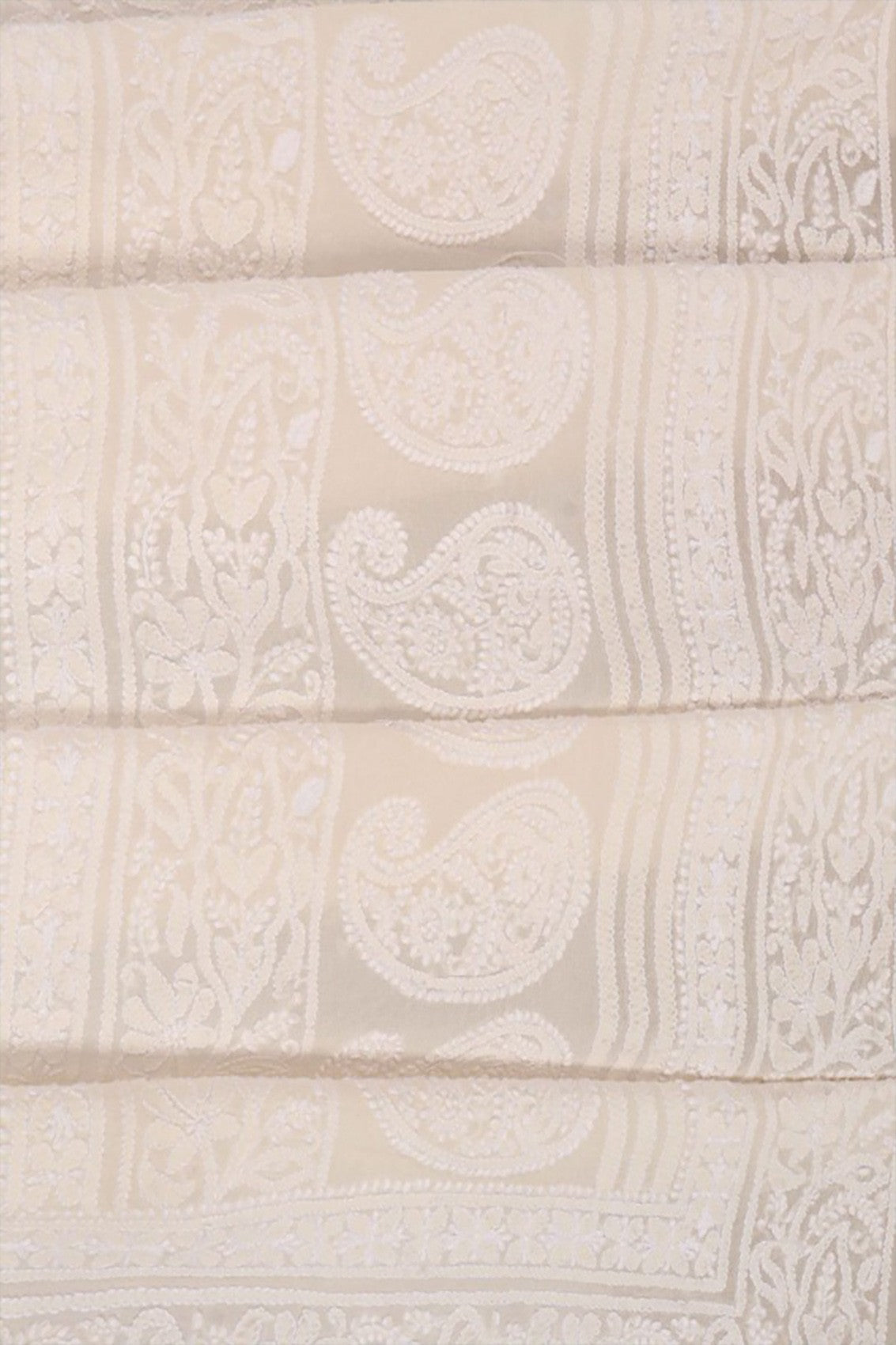 Ada Hand Embroidered Off White Pure Georgette Lucknowi Chikankari Dupatta A601210