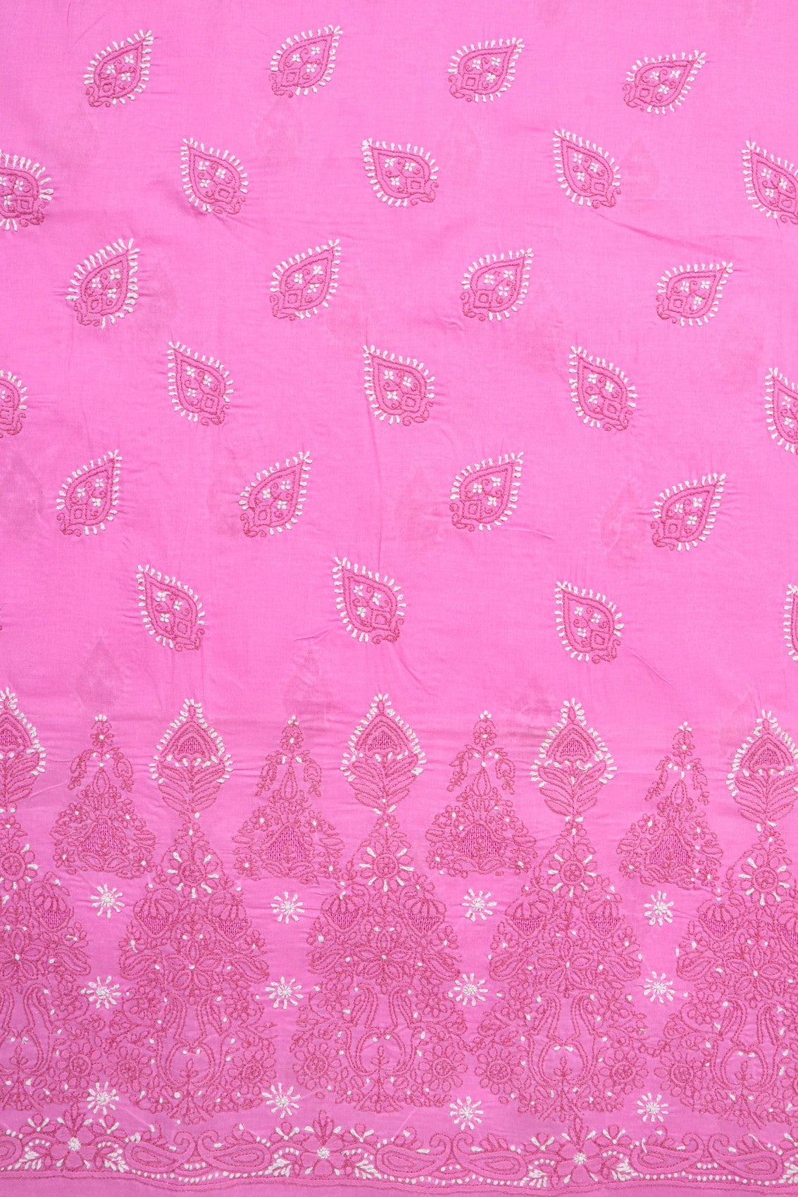 Ada Hand Embroidered Pink Cotton Lucknowi Chikankari Unstitched Suit Piece A258662