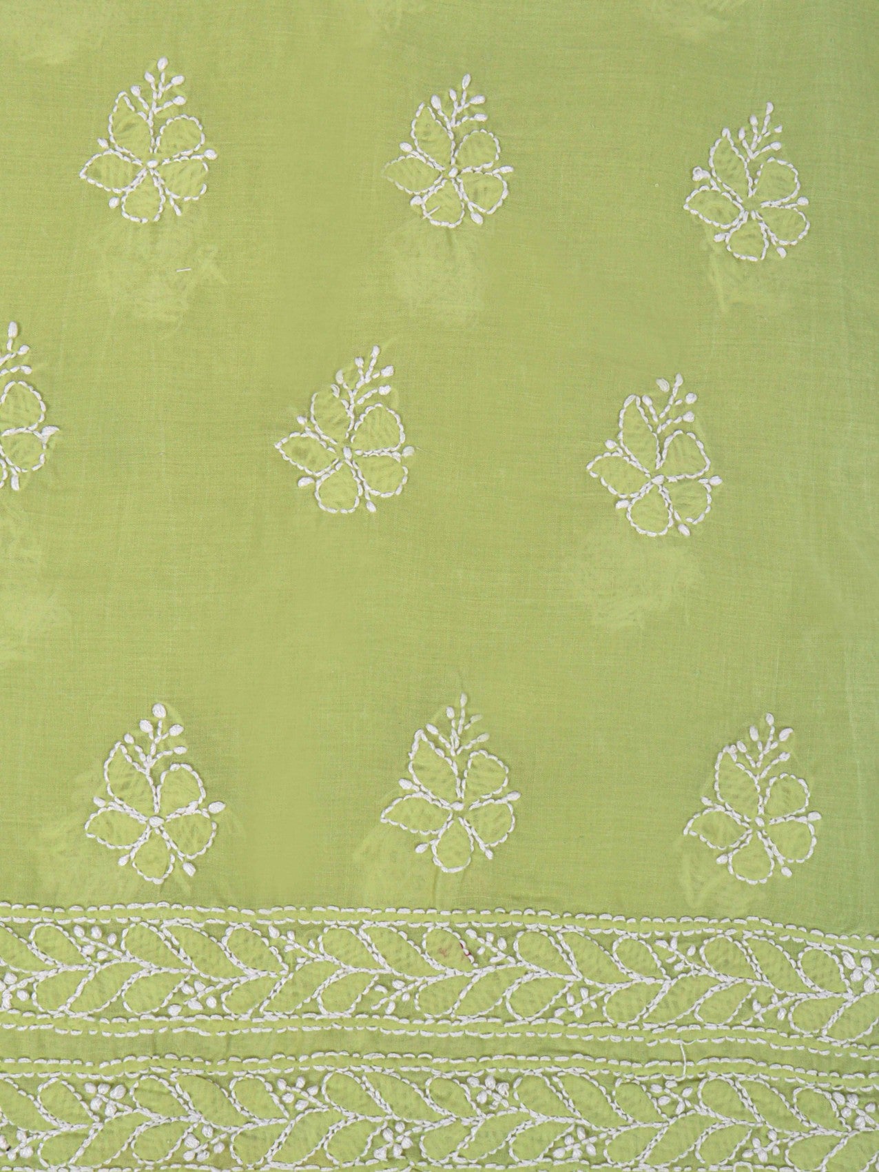 Ada Hand Embroidered Sheen Green Cotton Lucknowi Chikankari Unstitched Suit Piece 01A197623