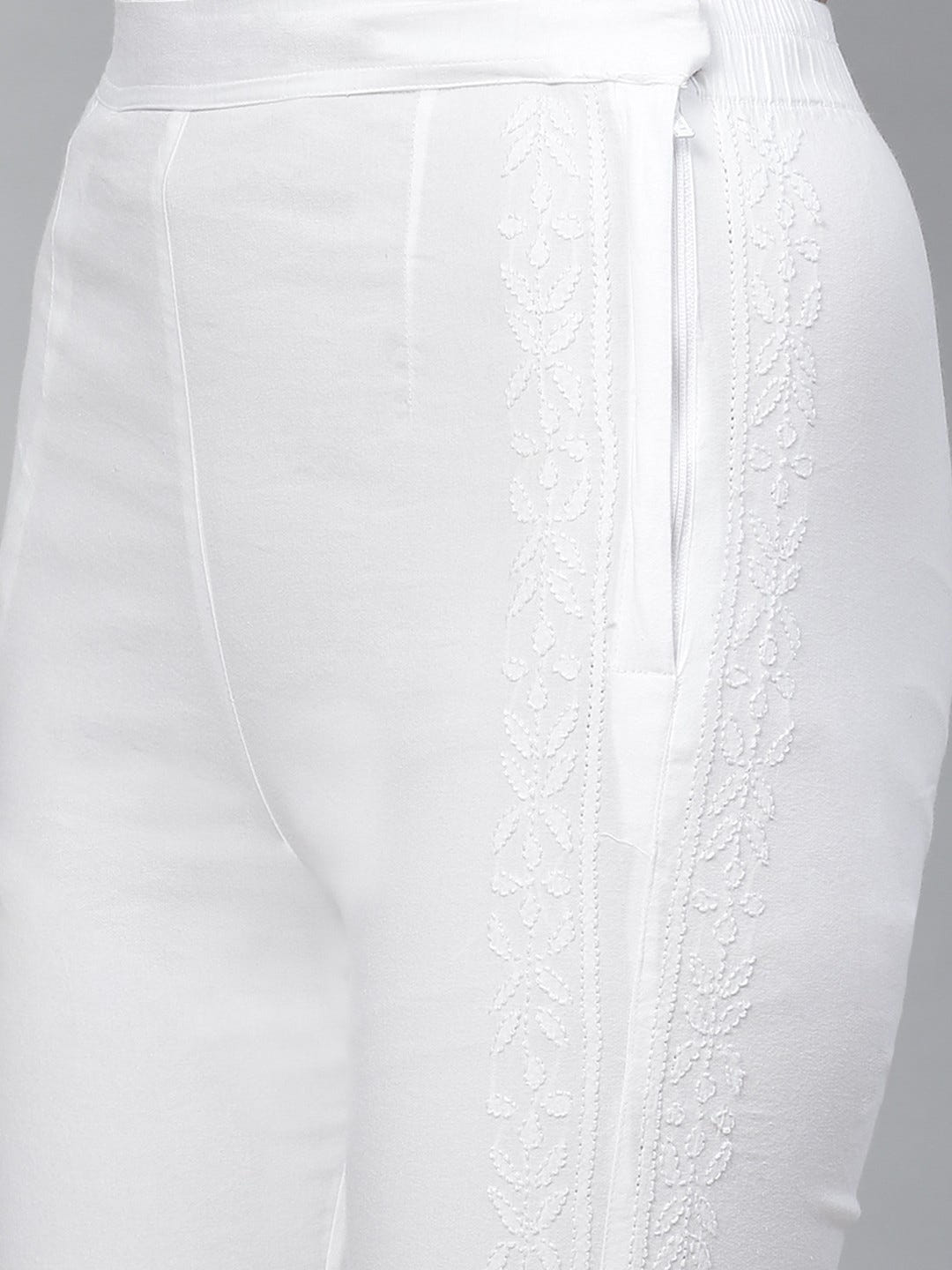 Ada Hand Embroidered Green And White Georgette Lucknow Chikankari Kurta Set with Slip A811113