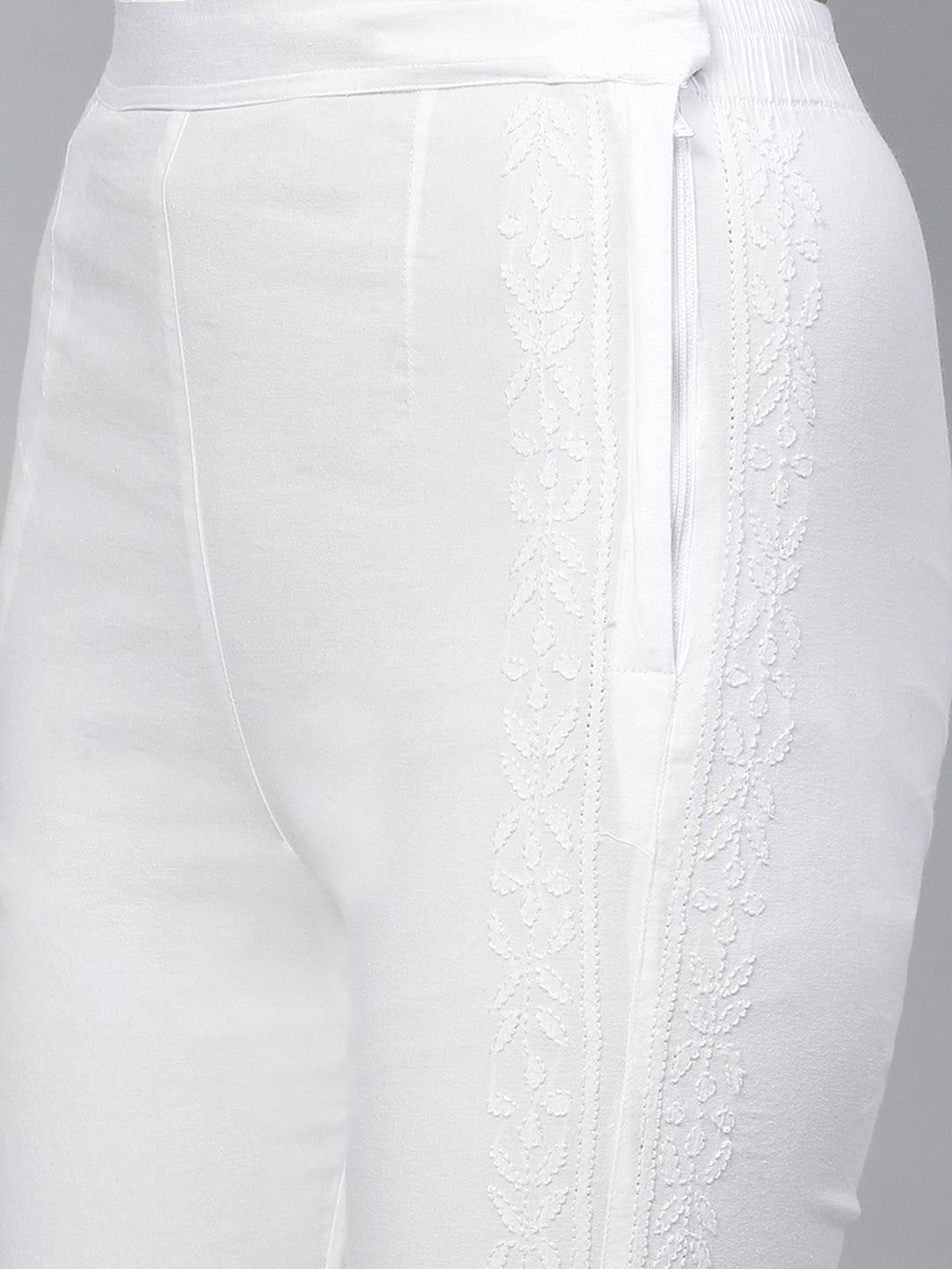 Ada Hand Embroidered Green And White Georgette Lucknow Chikankari Kurta Set with Slip A811113