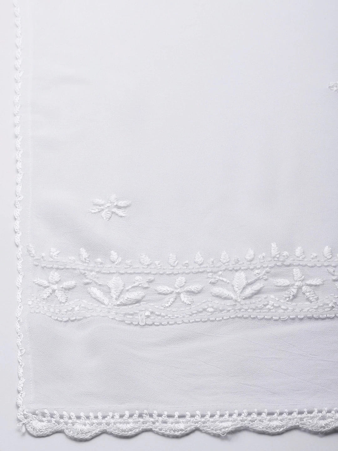 Ada Hand Embroidered White Georgette Lucknowi Chikankari Dupatta A511186