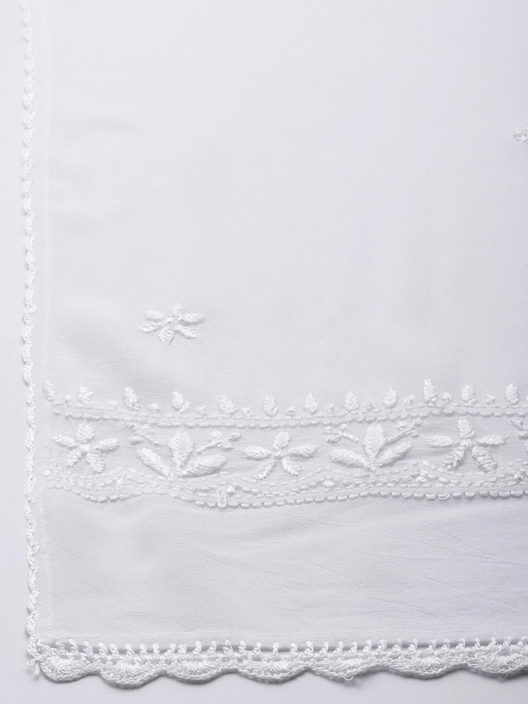 Ada Hand Embroidered White Georgette Lucknowi Chikankari Dupatta A511186