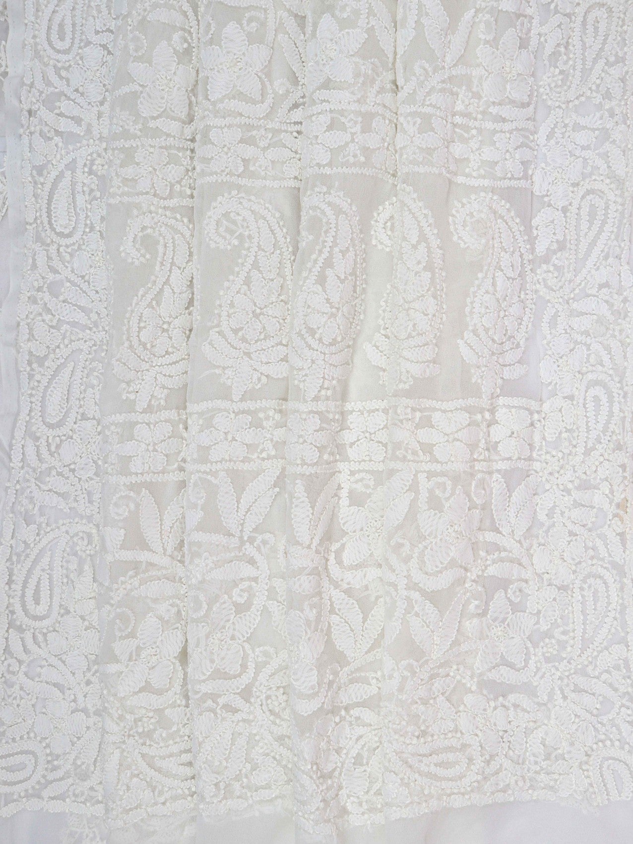 Ada Hand Embroidered White Georgette Lucknowi Chikankari Saree With Blouse 01A163902