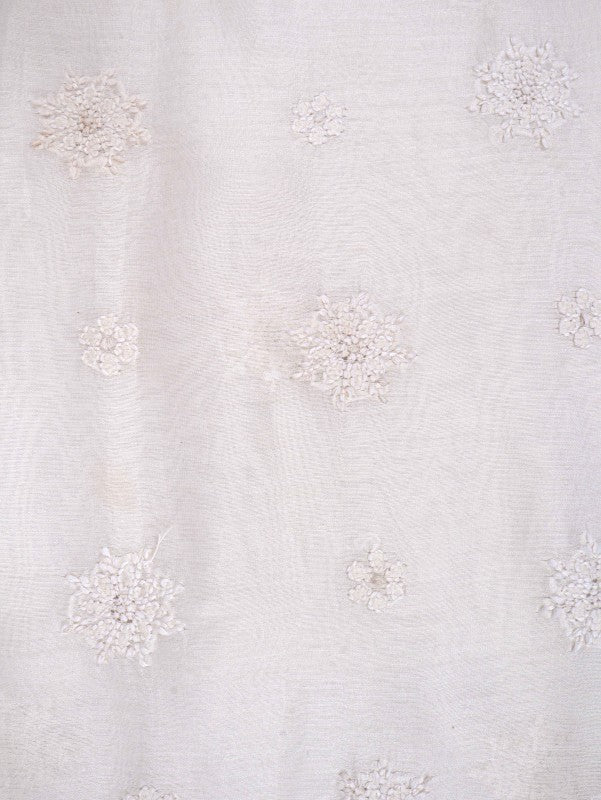 Ada Hand Embroidered White Chanderi Lucknowi Chikan Unstitched Kurta Dupatta Set A594194