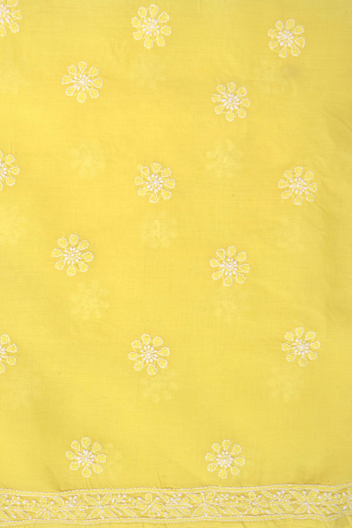 Ada Hand Embroidered Yellow Cotton Lucknowi Chikankari Unstitched Suit Piece 01A137314