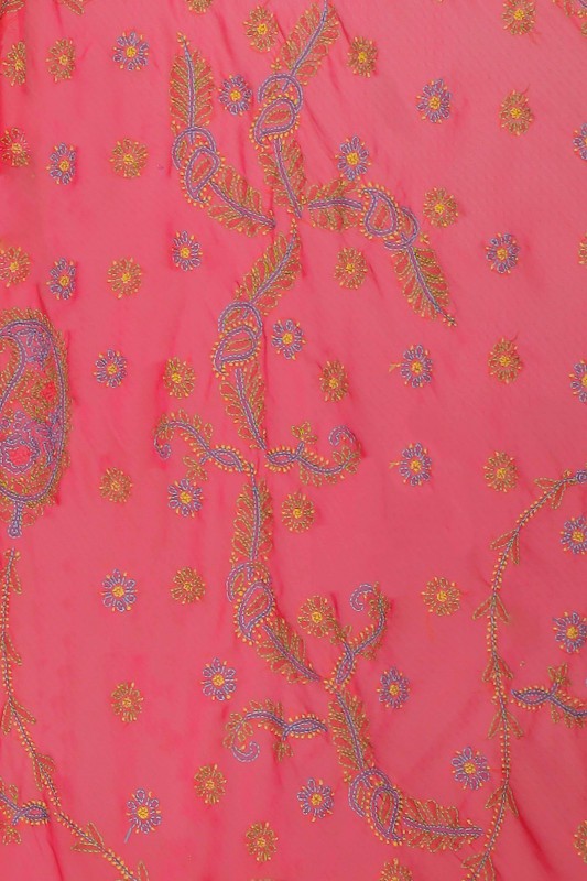 Ada Hand Embroidered Pink Georgette Lucknowi Chikankari Saree with Blouse A611436