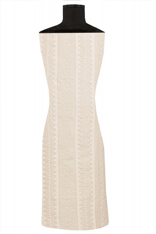 Ada Hand Embroidered Cream Chanderi Lucknowi Chikan Unstitched Kurta Dupatta Piece- A497234