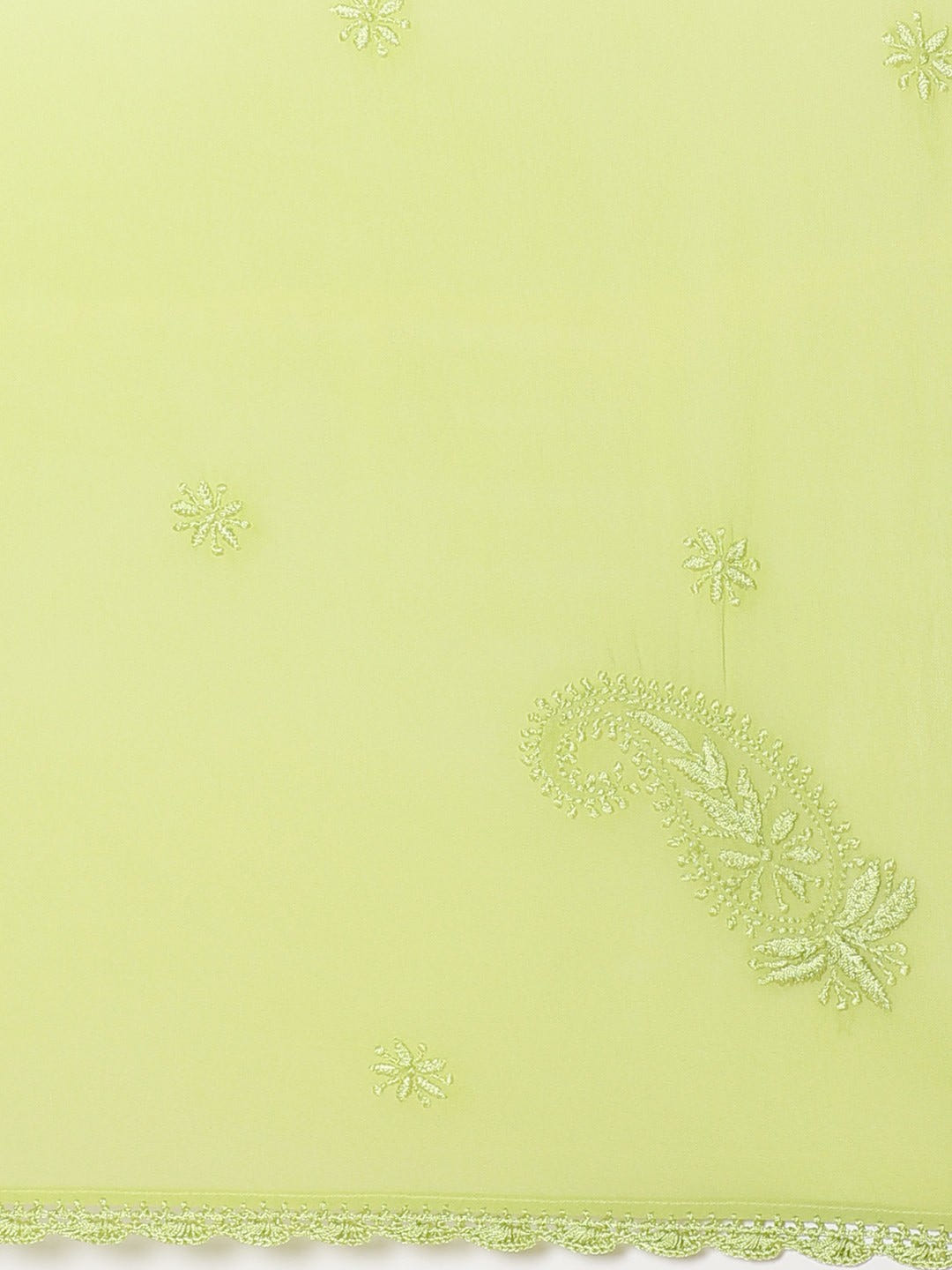 Ada Hand Embroidered Green Georgette Lucknowi Chikankari Dupatta A100452